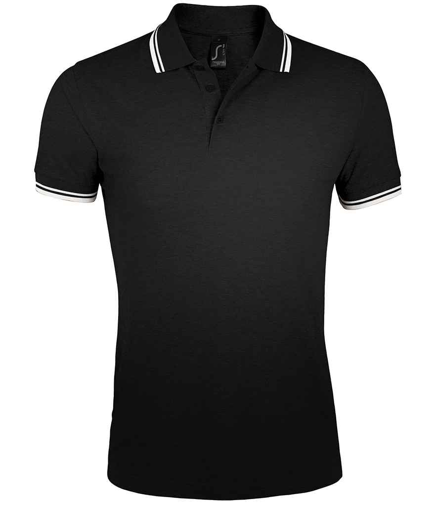 SOL'S SOL'S Pasadena Tipped Cotton Piqué Polo Shirt - Black/White (10577)