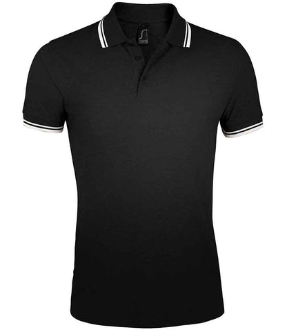 SOL'S SOL'S Pasadena Tipped Cotton Piqué Polo Shirt - Black/White (10577)