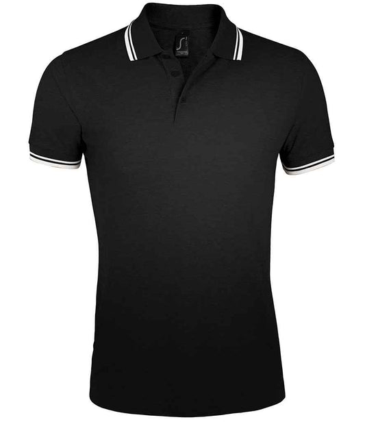 SOL'S SOL'S Pasadena Tipped Cotton Piqué Polo Shirt - Black/White (10577)