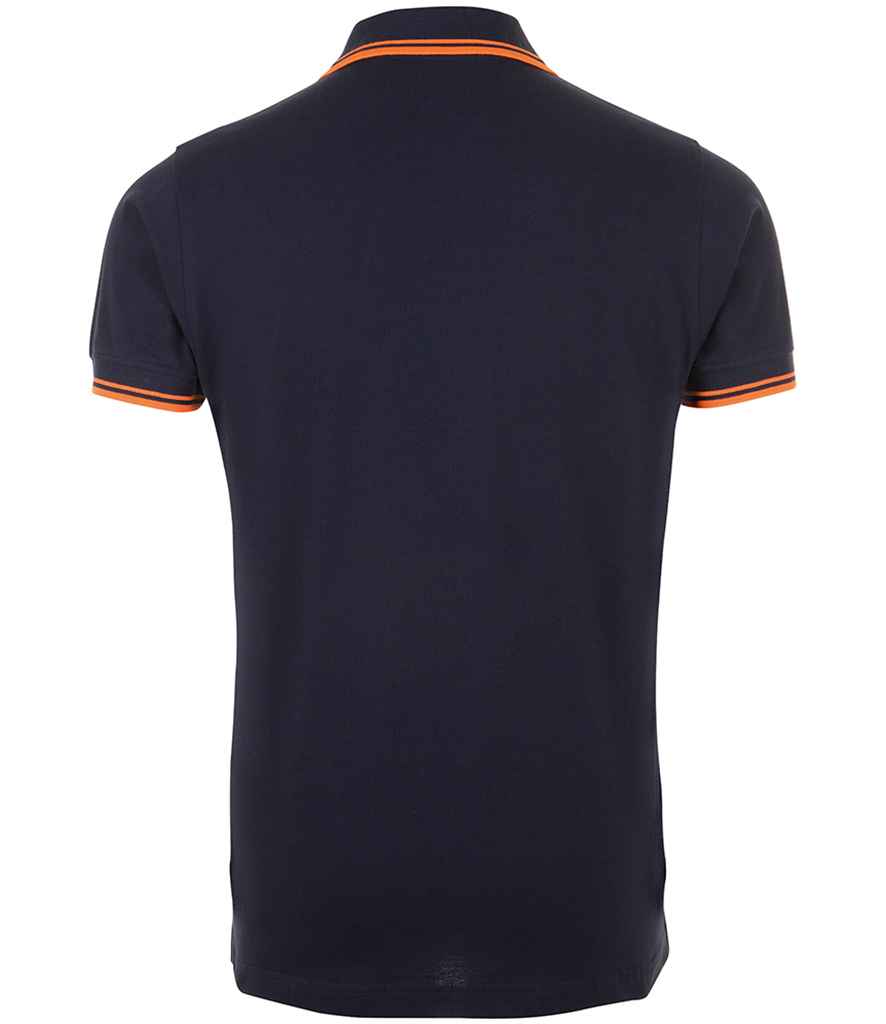 SOL'S SOL'S Pasadena Tipped Cotton Piqué Polo Shirt - French Navy/Neon Orange (10577)