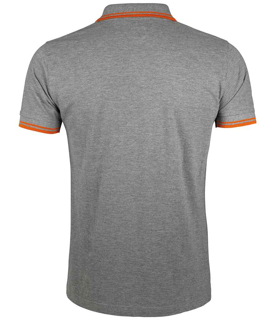SOL'S SOL'S Pasadena Tipped Cotton Piqué Polo Shirt - Grey Marl/Orange (10577)