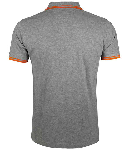 SOL'S SOL'S Pasadena Tipped Cotton Piqué Polo Shirt - Grey Marl/Orange (10577)