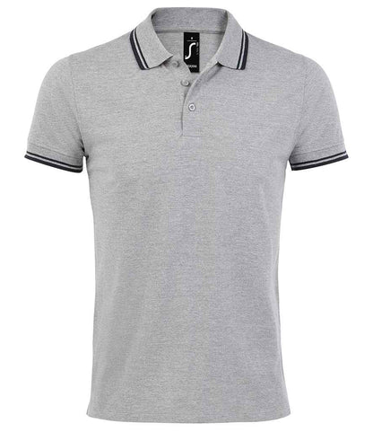 SOL'S SOL'S Pasadena Tipped Cotton Piqué Polo Shirt - Heather Grey/Navy (10577)