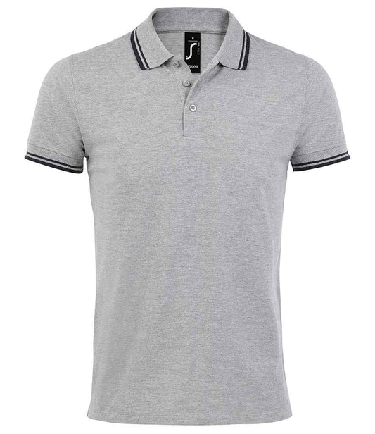 SOL'S SOL'S Pasadena Tipped Cotton Piqué Polo Shirt - Heather Grey/Navy (10577)