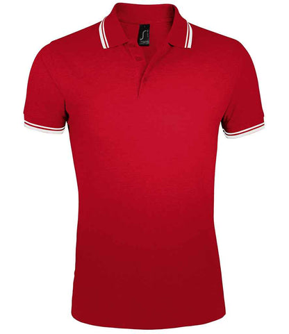 SOL'S SOL'S Pasadena Tipped Cotton Piqué Polo Shirt - Red/White (10577)