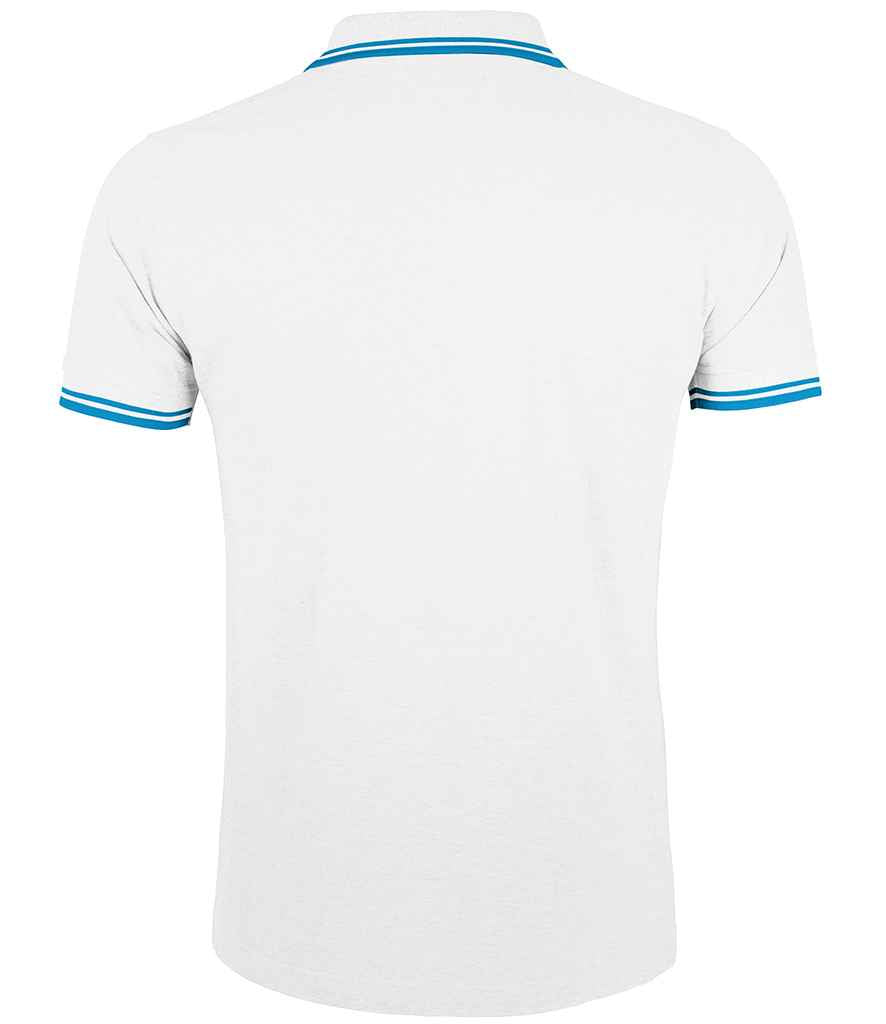 SOL'S SOL'S Pasadena Tipped Cotton Piqué Polo Shirt - White/Aqua (10577)