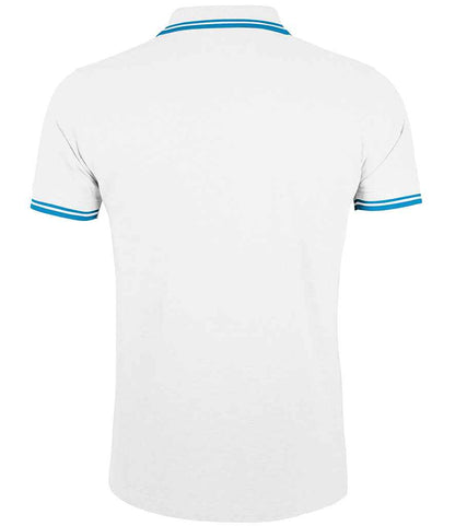 SOL'S SOL'S Pasadena Tipped Cotton Piqué Polo Shirt - White/Aqua (10577)