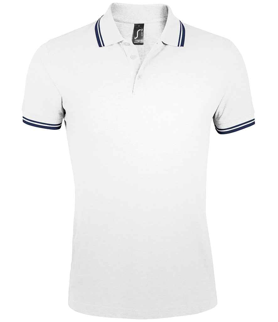 SOL'S SOL'S Pasadena Tipped Cotton Piqué Polo Shirt - White/Navy (10577)