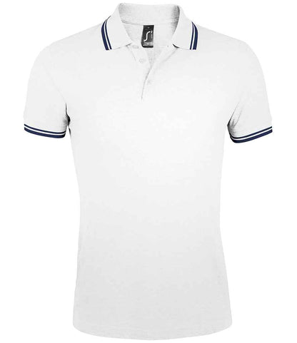 SOL'S SOL'S Pasadena Tipped Cotton Piqué Polo Shirt - White/Navy (10577)