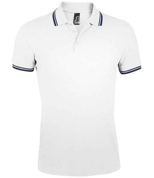 SOL'S SOL'S Pasadena Tipped Cotton Piqué Polo Shirt - White/Navy (10577)