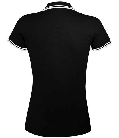 SOL'S SOL'S Ladies Pasadena Tipped Cotton Piqué Polo Shirt - Black/White (10578)
