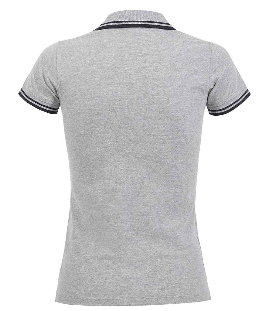 SOL'S SOL'S Ladies Pasadena Tipped Cotton Piqué Polo Shirt - Heather Grey/Navy (10578)