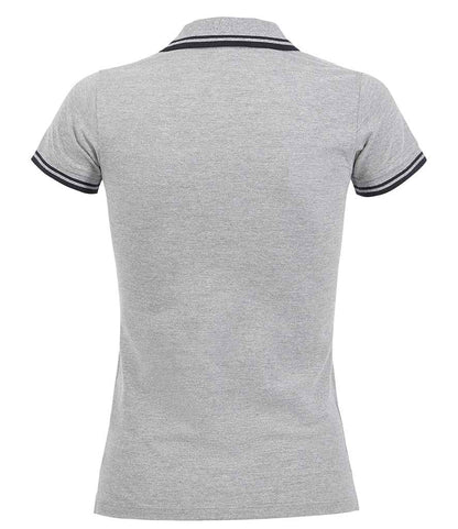SOL'S SOL'S Ladies Pasadena Tipped Cotton Piqué Polo Shirt - Heather Grey/Navy (10578)