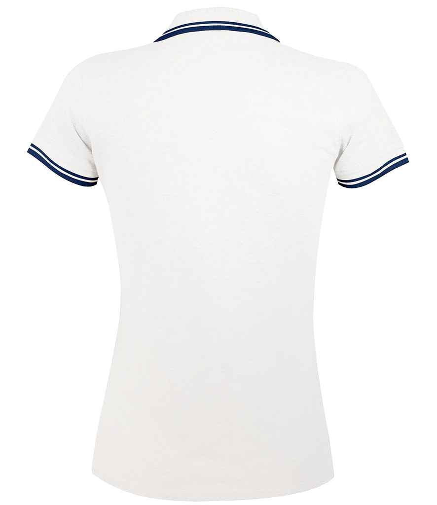 SOL'S SOL'S Ladies Pasadena Tipped Cotton Piqué Polo Shirt - White/Navy (10578)