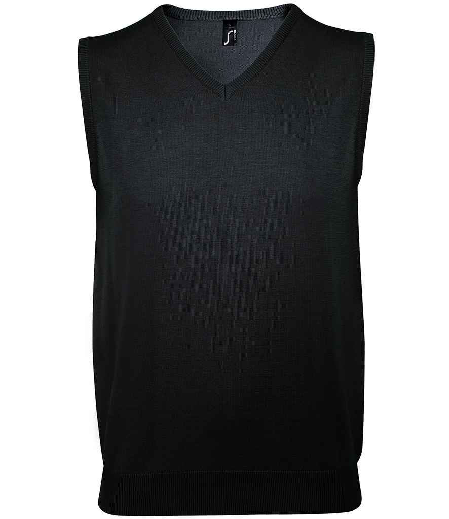 SOL'S SOL'S Unisex Gentlemen Sleeveless Cotton Acrylic V Neck Sweater - Black (10591)