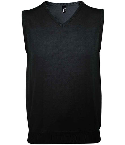 SOL'S SOL'S Unisex Gentlemen Sleeveless Cotton Acrylic V Neck Sweater - Black (10591)