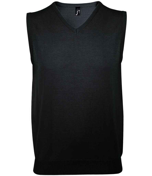 SOL'S SOL'S Unisex Gentlemen Sleeveless Cotton Acrylic V Neck Sweater - Black (10591)