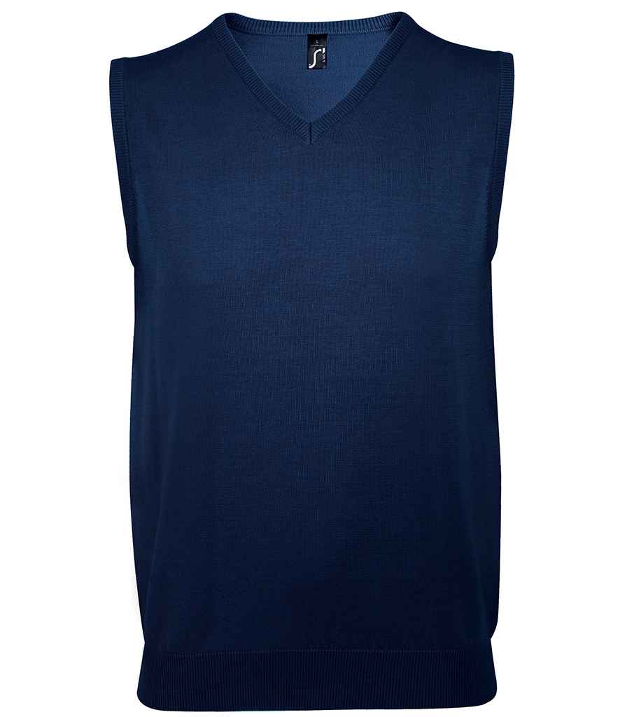 SOL'S SOL'S Unisex Gentlemen Sleeveless Cotton Acrylic V Neck Sweater - Navy (10591)