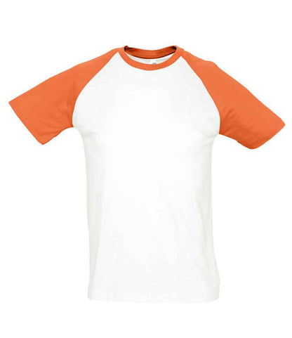 SOL'S SOL'S Funky Contrast Baseball T-Shirt - White/Orange (11190)