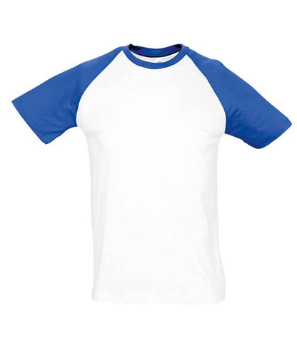 SOL'S SOL'S Funky Contrast Baseball T-Shirt - White/Royal Blue (11190)