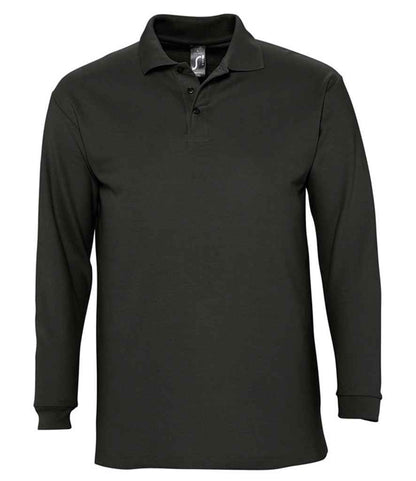 SOL'S SOL'S Winter II Long Sleeve Cotton Piqué Polo Shirt - Black (11353)