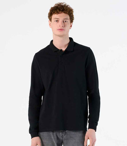 SOL'S SOL'S Winter II Long Sleeve Cotton Piqué Polo Shirt - Black (11353)
