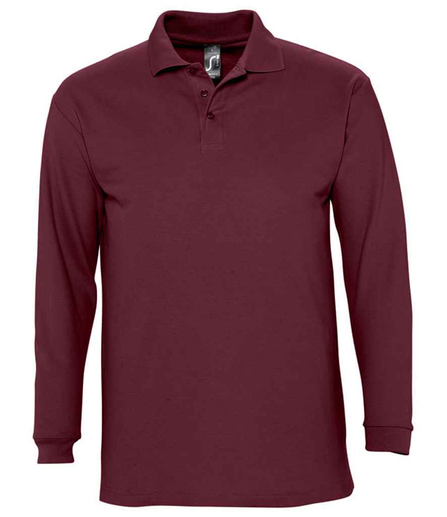 SOL'S SOL'S Winter II Long Sleeve Cotton Piqué Polo Shirt - Burgundy (11353)