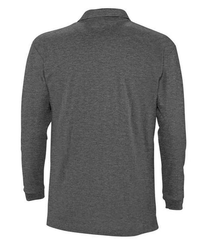 SOL'S SOL'S Winter II Long Sleeve Cotton Piqué Polo Shirt - Charcoal Marl (11353)