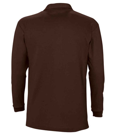 SOL'S SOL'S Winter II Long Sleeve Cotton Piqué Polo Shirt - Chocolate (11353)