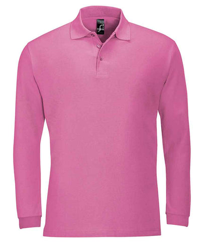 SOL'S SOL'S Winter II Long Sleeve Cotton Piqué Polo Shirt - Flash Pink (11353)
