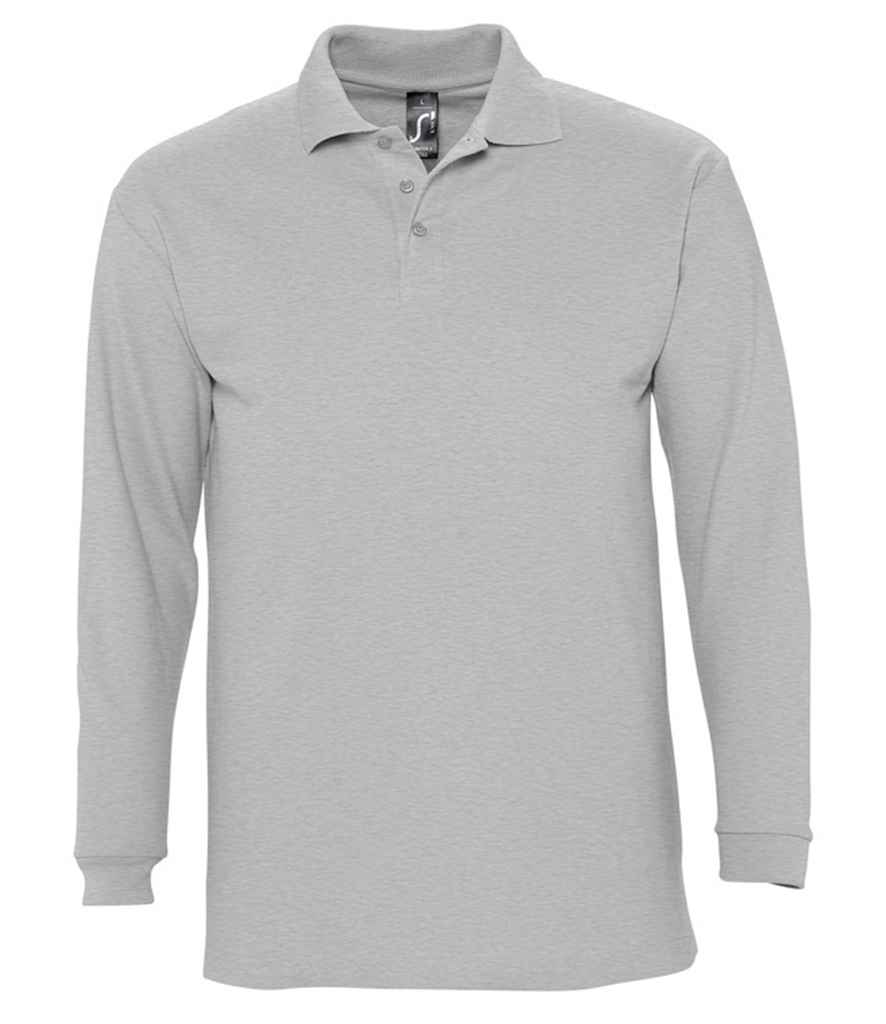 SOL'S SOL'S Winter II Long Sleeve Cotton Piqué Polo Shirt - Grey Marl (11353)