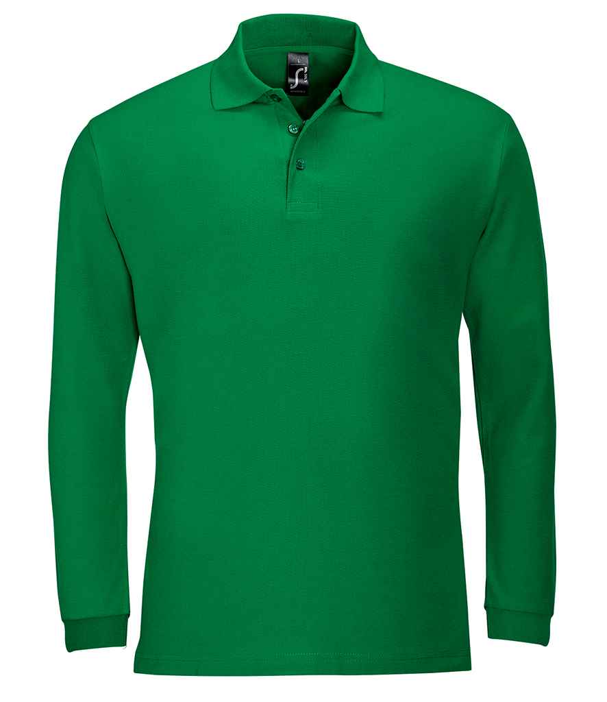 SOL'S SOL'S Winter II Long Sleeve Cotton Piqué Polo Shirt - Kelly Green (11353)