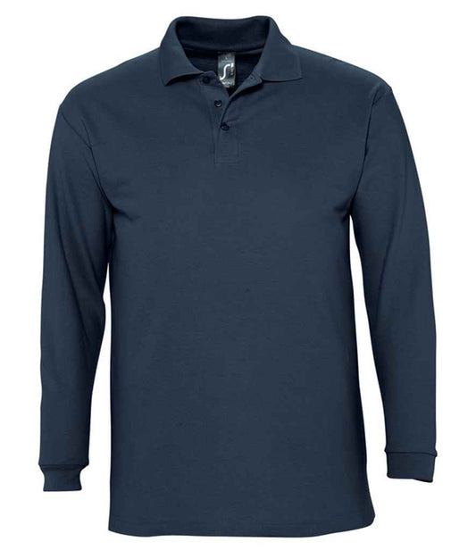 SOL'S SOL'S Winter II Long Sleeve Cotton Piqué Polo Shirt - Navy (11353)