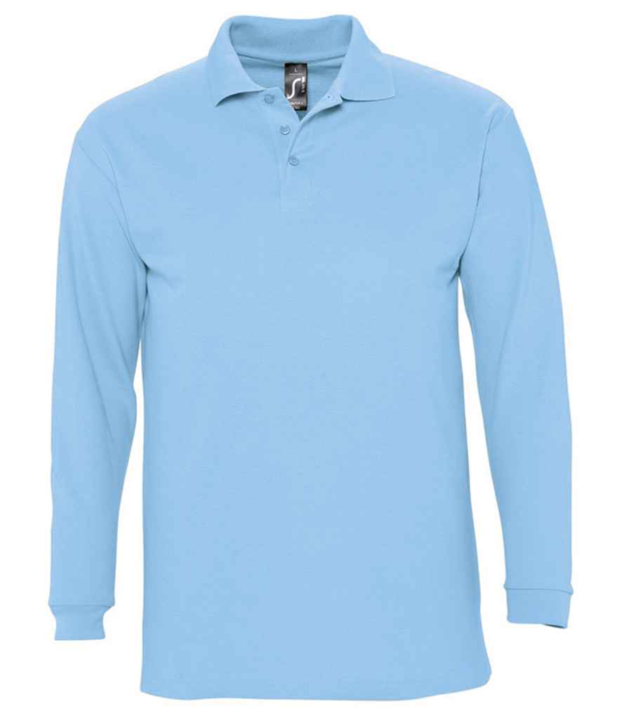 SOL'S SOL'S Winter II Long Sleeve Cotton Piqué Polo Shirt - Sky Blue (11353)