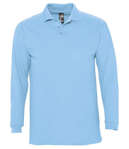 SOL'S SOL'S Winter II Long Sleeve Cotton Piqué Polo Shirt - Sky Blue (11353)