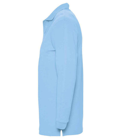 SOL'S SOL'S Winter II Long Sleeve Cotton Piqué Polo Shirt - Sky Blue (11353)