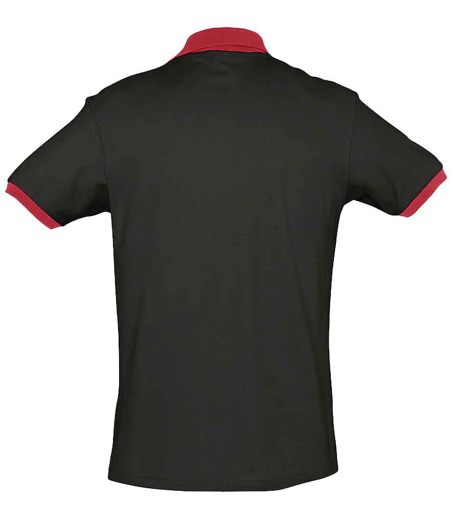 SOL'S SOL'S Prince Contrast Cotton Piqué Polo Shirt - Black/Red (11369)