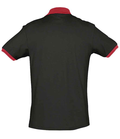 SOL'S SOL'S Prince Contrast Cotton Piqué Polo Shirt - Black/Red (11369)