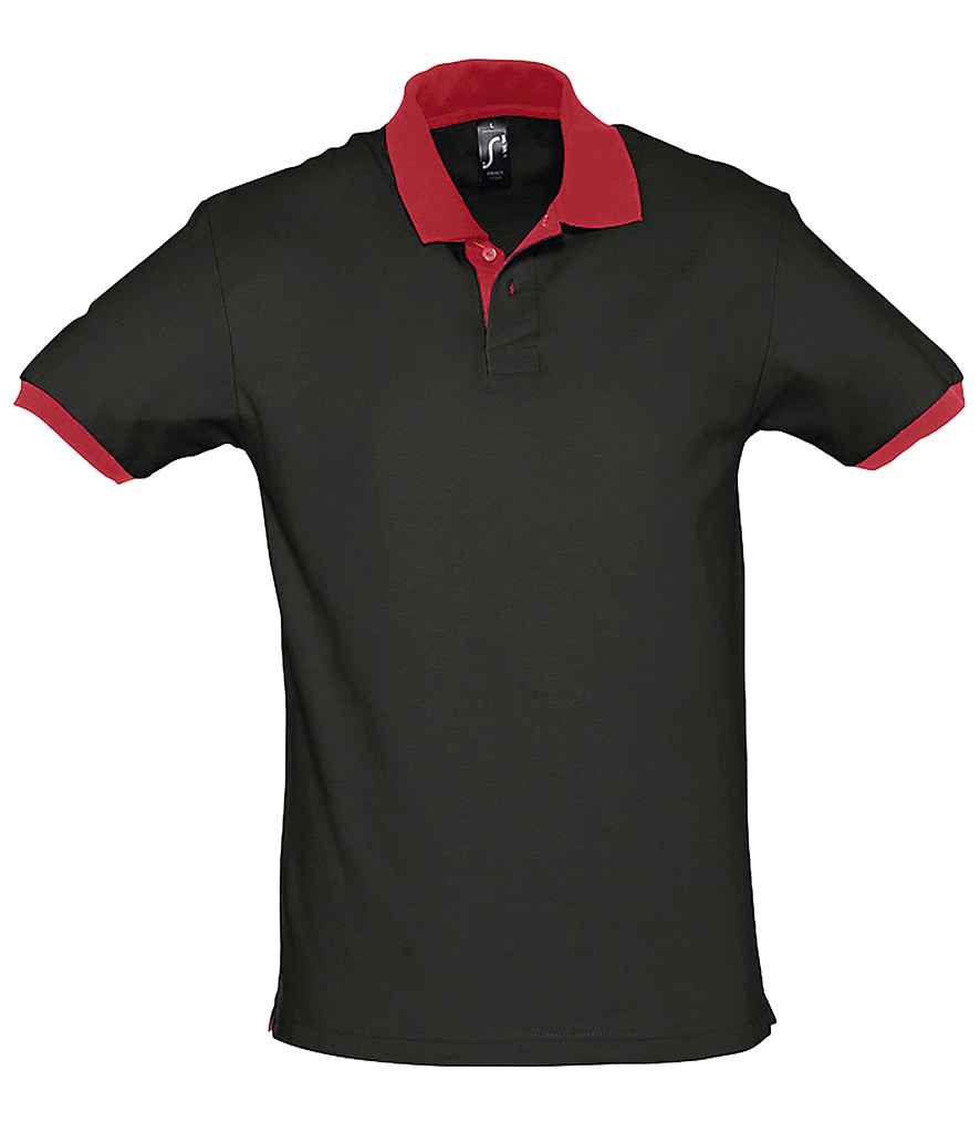 SOL'S SOL'S Prince Contrast Cotton Piqué Polo Shirt - Black/Red (11369)