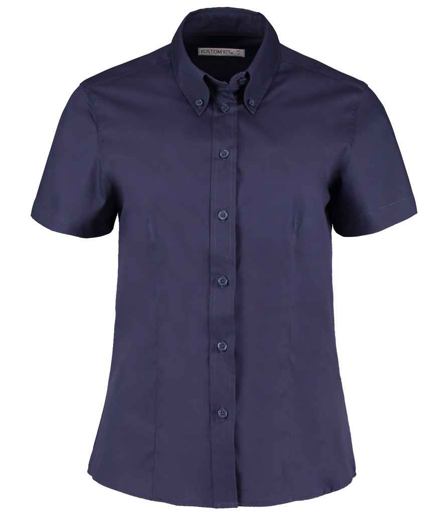 Kustom Kit Ladies Premium Short Sleeve Tailored Oxford Shirt - FRONT