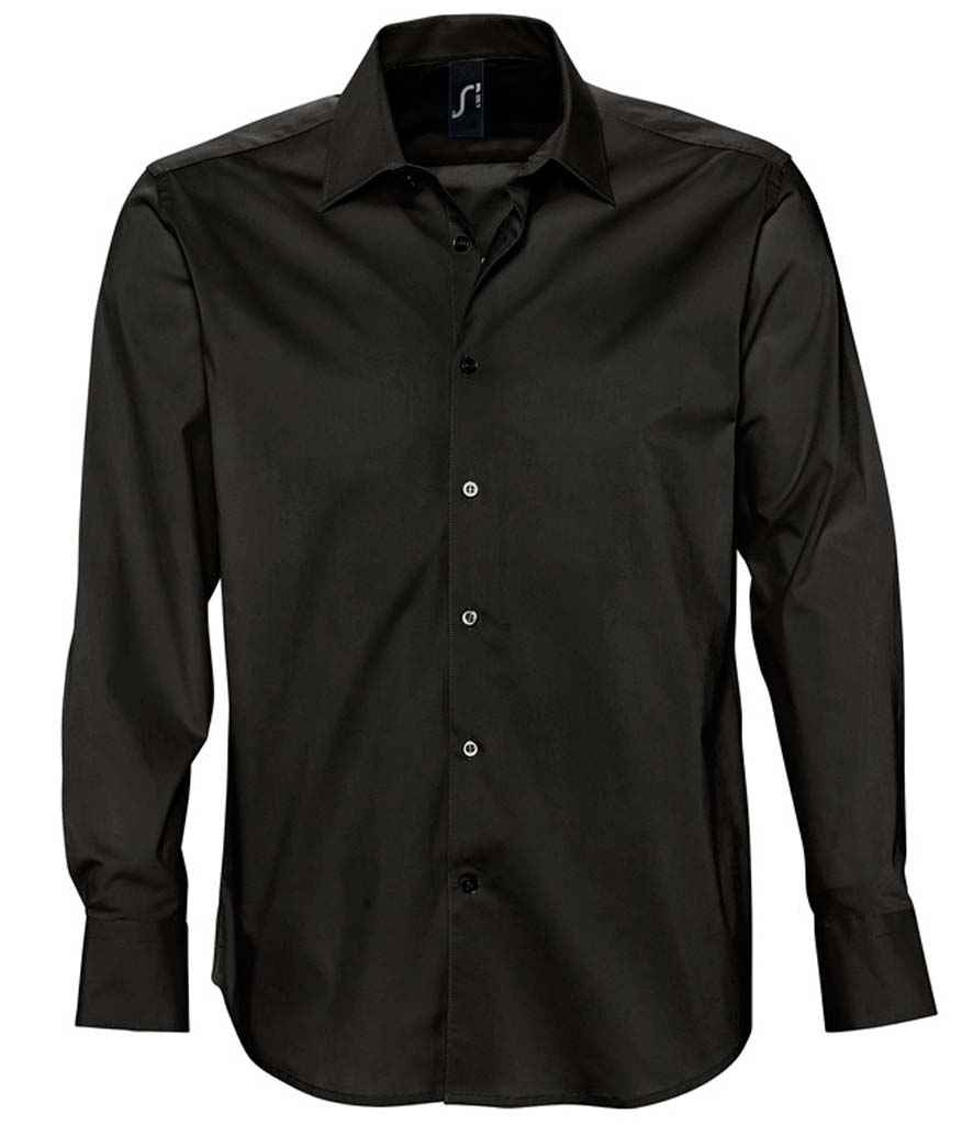 SOL'S SOL'S Brighton Long Sleeve Fitted Shirt - Black (17000)