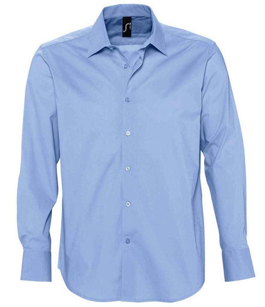 SOL'S SOL'S Brighton Long Sleeve Fitted Shirt - Bright Sky (17000)