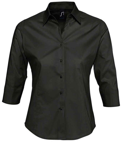 SOL'S SOL'S Ladies Effect 3/4 Sleeve Fitted Shirt - Black (17010)