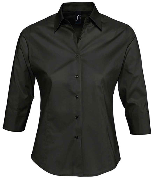 SOL'S SOL'S Ladies Effect 3/4 Sleeve Fitted Shirt - Black (17010)