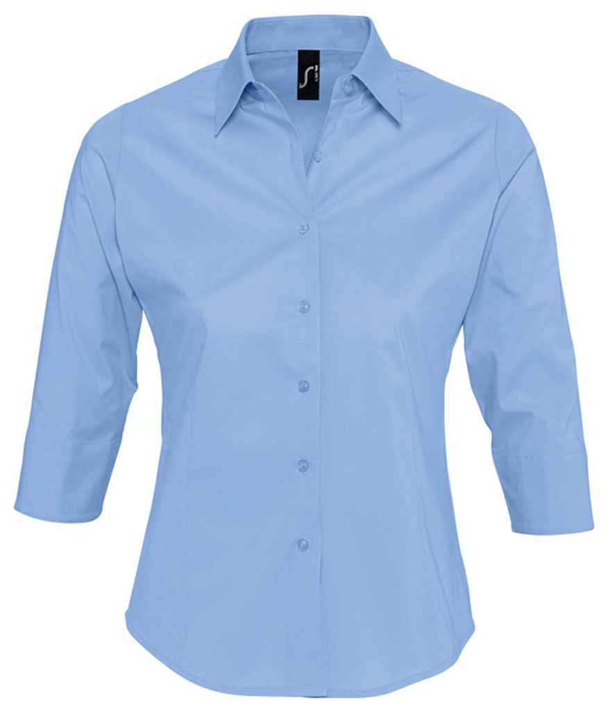 SOL'S SOL'S Ladies Effect 3/4 Sleeve Fitted Shirt - Bright Sky (17010)