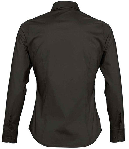 SOL'S SOL'S Ladies Eden Long Sleeve Fitted Shirt - Black (17015)