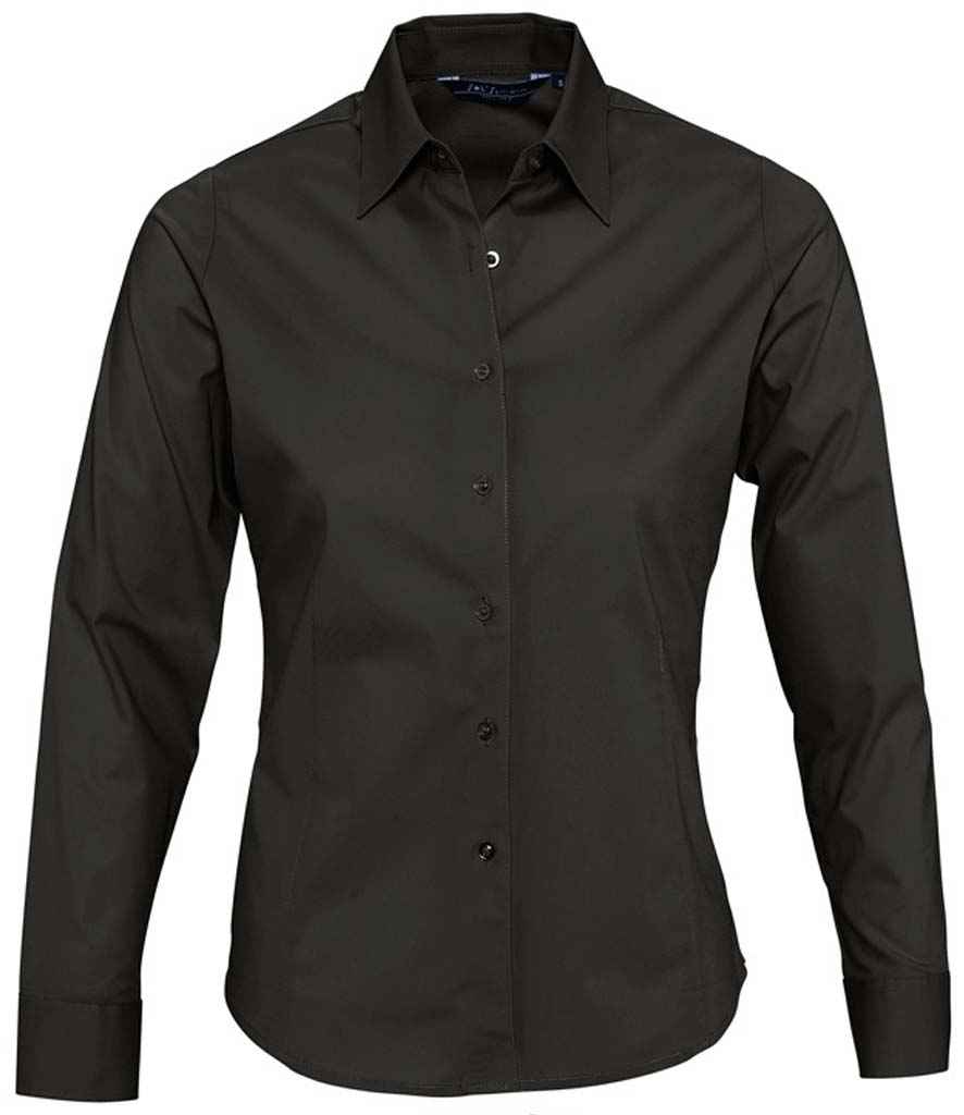 SOL'S SOL'S Ladies Eden Long Sleeve Fitted Shirt - Black (17015)