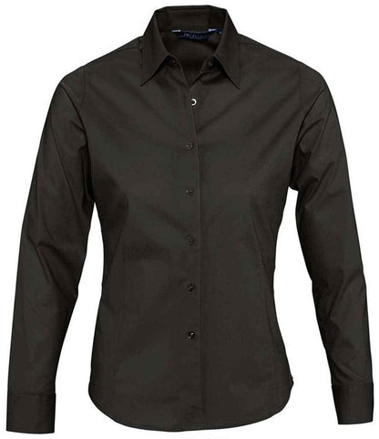 SOL'S SOL'S Ladies Eden Long Sleeve Fitted Shirt - Black (17015)