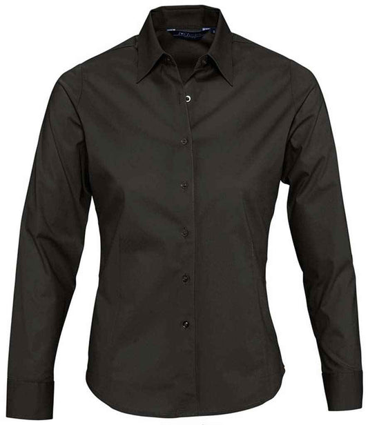 SOL'S SOL'S Ladies Eden Long Sleeve Fitted Shirt - Black (17015)