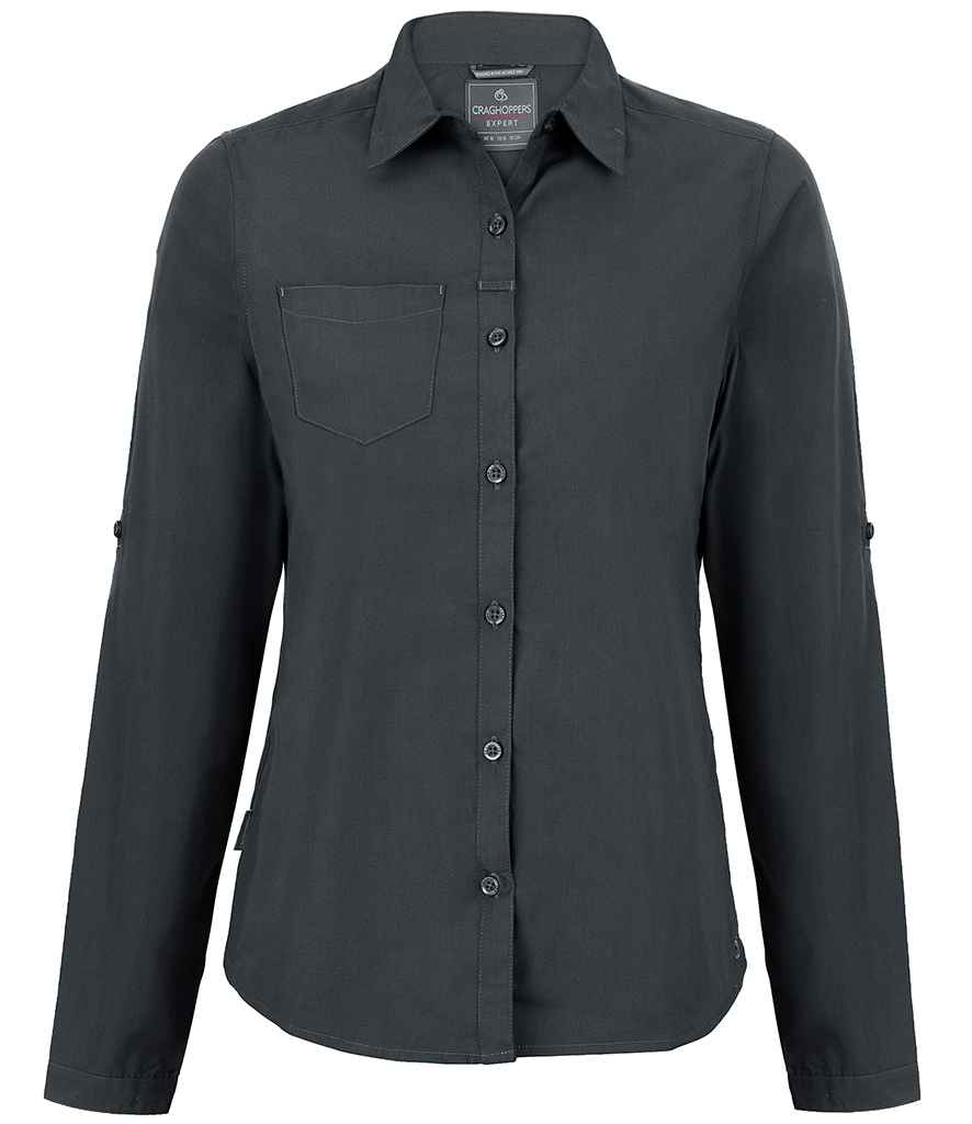 Craghoppers Expert Ladies Kiwi Long Sleeve Shirt - Carbon Grey (CR541) - front